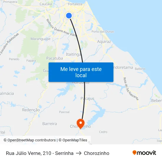 Rua Júlio Verne, 210 - Serrinha to Chorozinho map