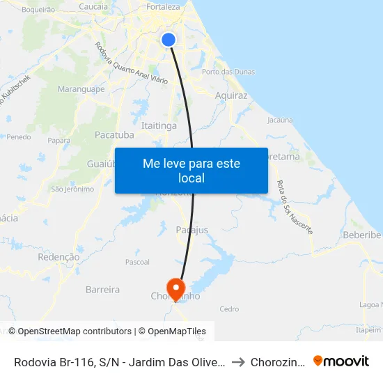 Rodovia Br-116, S/N - Jardim Das Oliveiras to Chorozinho map
