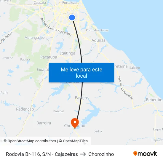 Rodovia Br-116, S/N - Cajazeiras to Chorozinho map