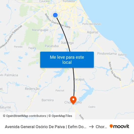 Avenida General Osório De Paiva | Eefm Dona Júlia Alves Pessoa - Bom Jardim to Chorozinho map