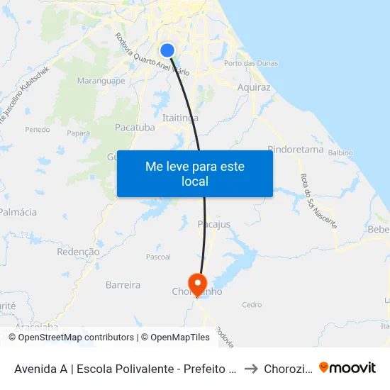 Avenida A | Escola Polivalente - Prefeito José Walter to Chorozinho map