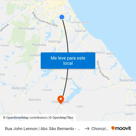 Rua John Lennon | Abc São Bernardo - Messejana to Chorozinho map
