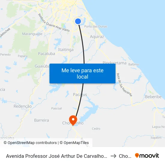 Avenida Professor José Arthur De Carvalho | Ismael Supermercados - Lagoa Redonda to Chorozinho map