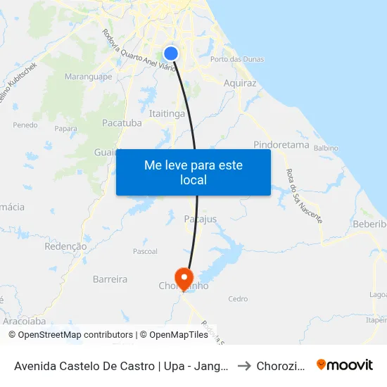 Avenida Castelo De Castro | Upa - Jangurussu to Chorozinho map
