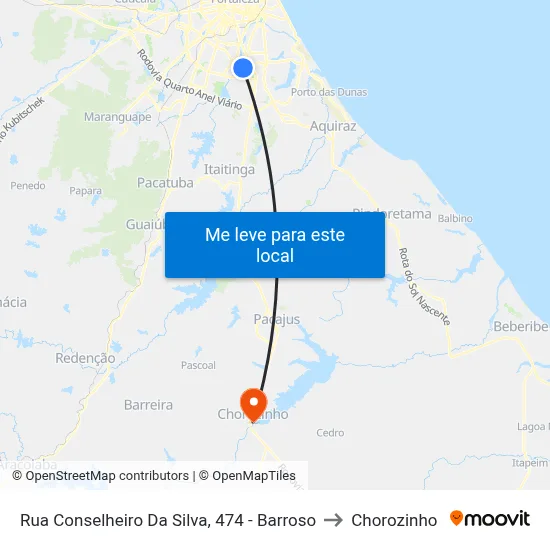 Rua Conselheiro Da Silva, 474 - Barroso to Chorozinho map