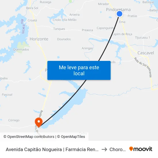 Avenida Capitão Nogueira | Farmácia Renascer - Pindoretama to Chorozinho map