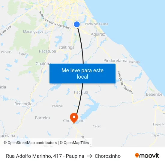 Rua Adolfo Marinho, 417 - Paupina to Chorozinho map