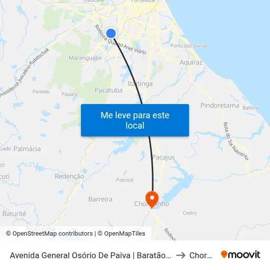 Avenida General Osório De Paiva | Baratão Supermercado - Siqueira to Chorozinho map