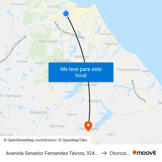 Avenida Senador Fernandes Távora, 3240 - Genibaú to Chorozinho map