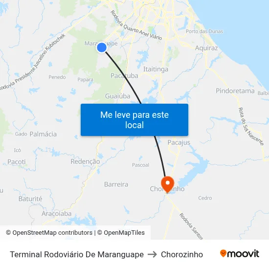 Terminal Rodoviário De Maranguape to Chorozinho map