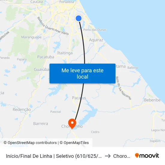 Início/Final De Linha | Seletivo (610/625/820) - Sapiranga to Chorozinho map