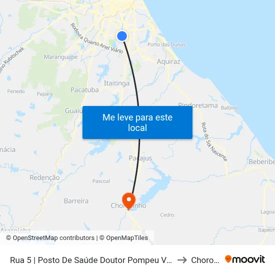 Rua 5 | Posto De Saúde Doutor Pompeu Vasconcelos - Barroso to Chorozinho map
