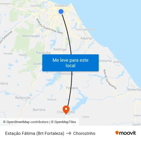 Estação Fátima (Brt Fortaleza) to Chorozinho map