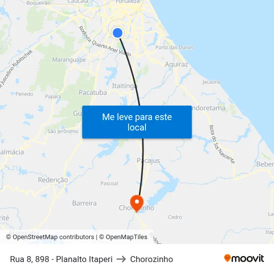 Rua 8, 898 - Planalto Itaperi to Chorozinho map