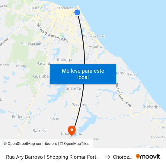 Rua Ary Barroso | Shopping Riomar Fortaleza - Papicu to Chorozinho map