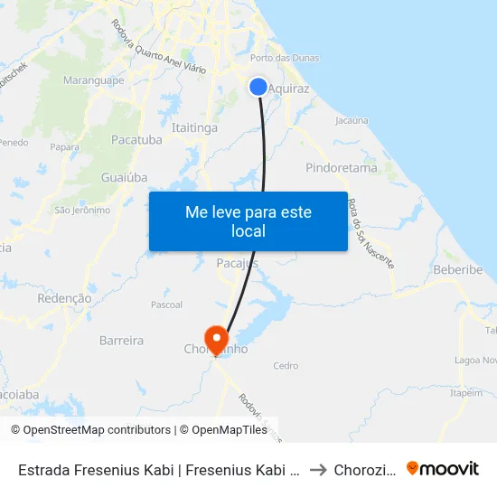 Estrada Fresenius Kabi | Fresenius Kabi - Jacundá to Chorozinho map