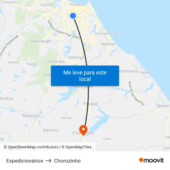 Expedicionários to Chorozinho map