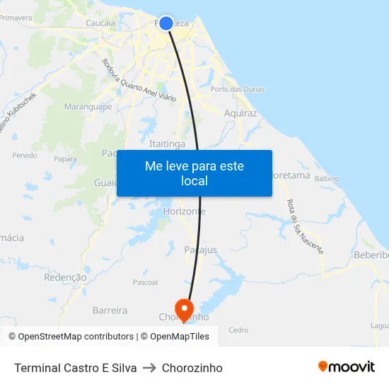 Terminal Castro E Silva to Chorozinho map