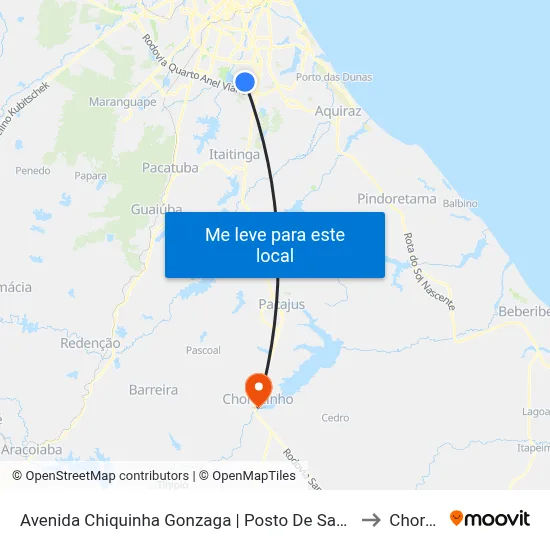 Avenida Chiquinha Gonzaga | Posto De Saúde Osmar Viana - Jangurussu to Chorozinho map