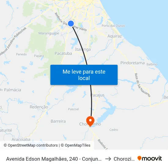 Avenida Edson Magalhães, 240 - Conjunto Industrial to Chorozinho map