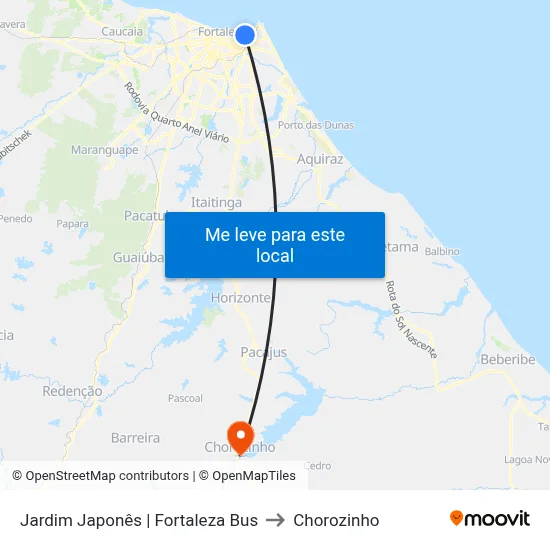 Jardim Japonês | Fortaleza Bus to Chorozinho map
