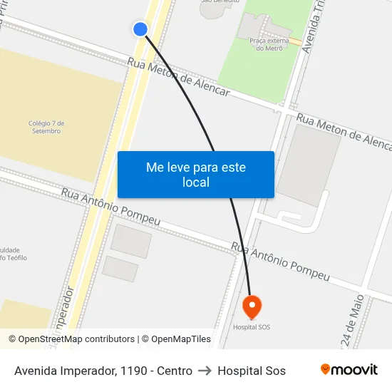 Avenida Imperador, 1190 - Centro to Hospital Sos map
