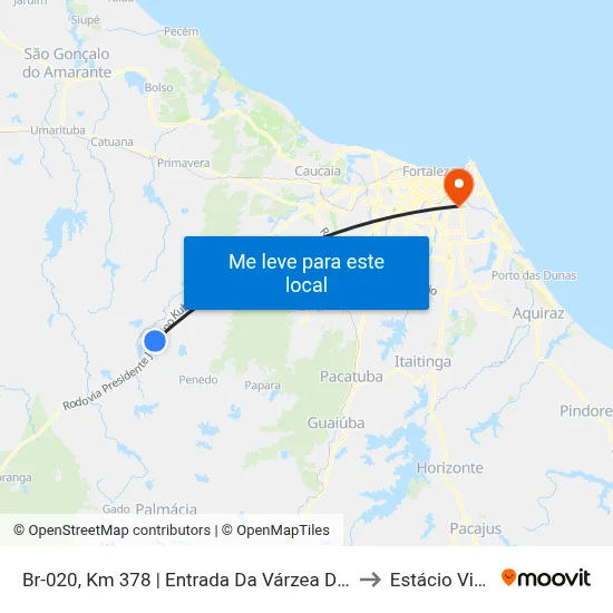 Br-020, Km 378 | Entrada Da Várzea Do Meio - Bom Princípio to Estácio Via Corpvs map