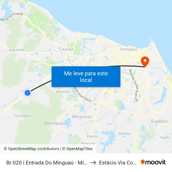 Br-020 | Entrada Do Minguaú - Minguaú to Estácio Via Corpvs map