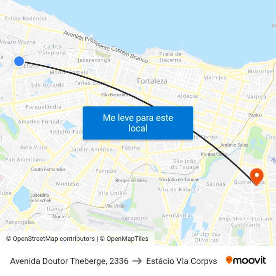 Avenida Doutor Theberge, 2336 to Estácio Via Corpvs map