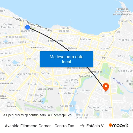 Avenida Filomeno Gomes | Centro Fashion Fortaleza - Jacarecanga to Estácio Via Corpvs map