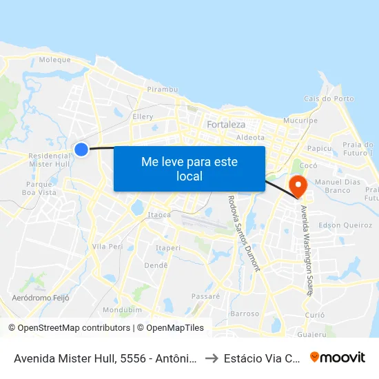 Avenida Mister Hull, 5556 - Antônio Bezerra to Estácio Via Corpvs map