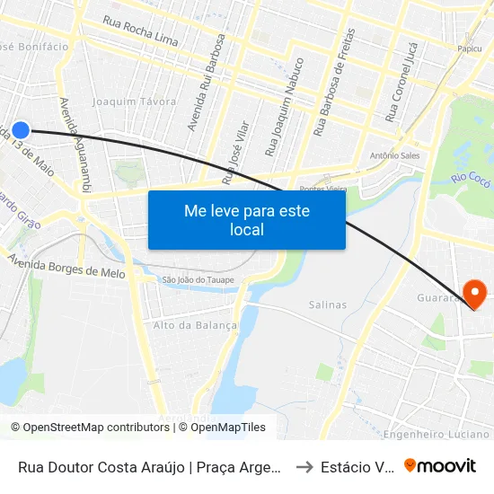 Rua Doutor Costa Araújo | Praça Argentina Castelo Branco - Fátima to Estácio Via Corpvs map