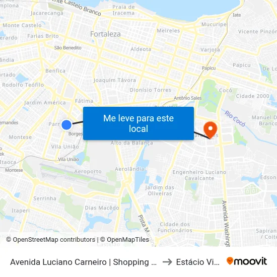 Avenida Luciano Carneiro | Shopping Fortaleza Sul - Parreão to Estácio Via Corpvs map