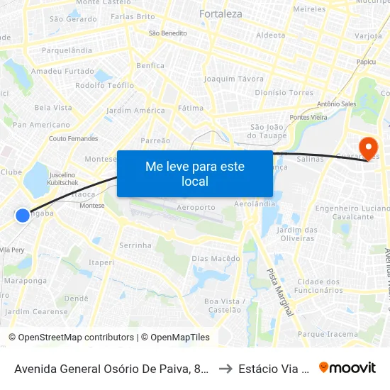 Avenida General Osório De Paiva, 848 - Parangaba to Estácio Via Corpvs map