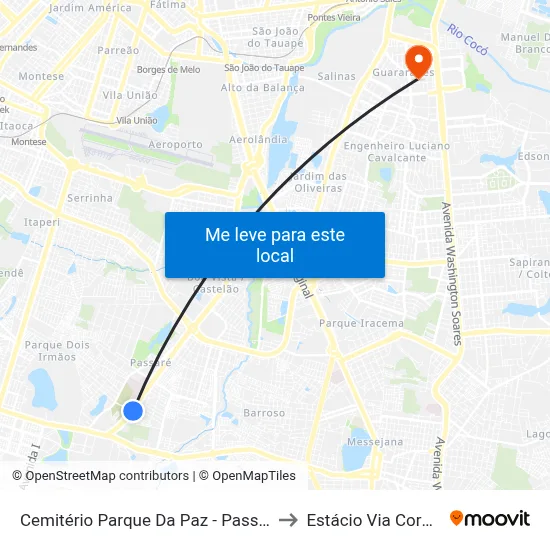 Cemitério Parque Da Paz - Passaré to Estácio Via Corpvs map