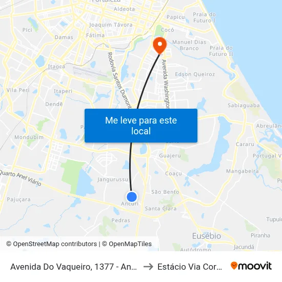 Avenida Do Vaqueiro, 1377 - Ancuri to Estácio Via Corpvs map