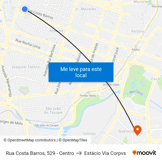 Rua Costa Barros, 529 - Centro to Estácio Via Corpvs map