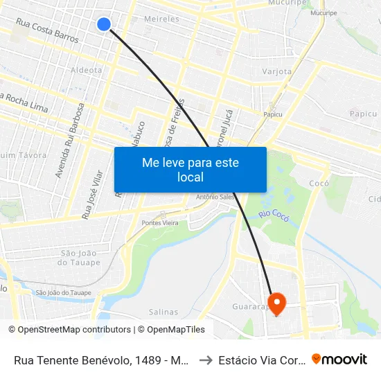 Rua Tenente Benévolo, 1489 - Meireles to Estácio Via Corpvs map