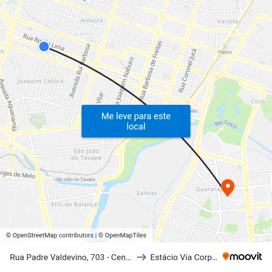 Rua Padre Valdevino, 703 - Centro to Estácio Via Corpvs map