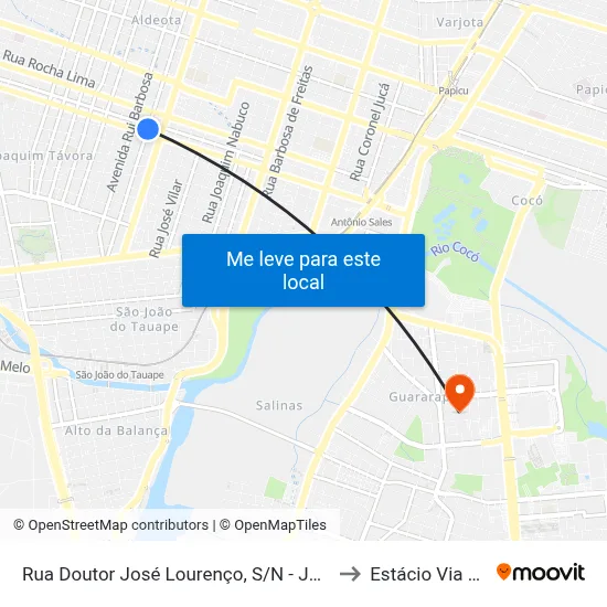 Rua Doutor José Lourenço, S/N - Joaquim Távora to Estácio Via Corpvs map