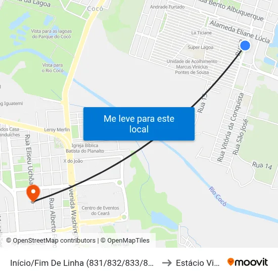 Início/Fim De Linha (831/832/833/860/905) - Cidade 2000 to Estácio Via Corpvs map