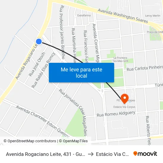 Avenida Rogaciano Leite, 431 - Guararapes to Estácio Via Corpvs map
