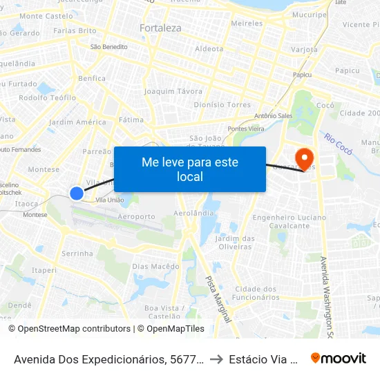 Avenida Dos Expedicionários, 5677 - Vila União to Estácio Via Corpvs map
