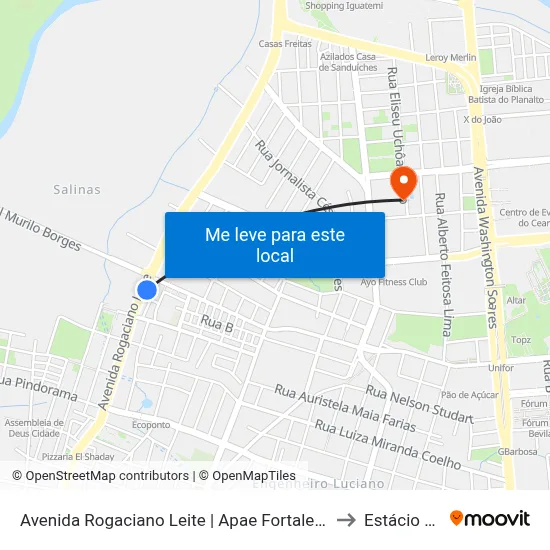 Avenida Rogaciano Leite | Apae Fortaleza - Engenheiro Luciano Cavalcante to Estácio Via Corpvs map