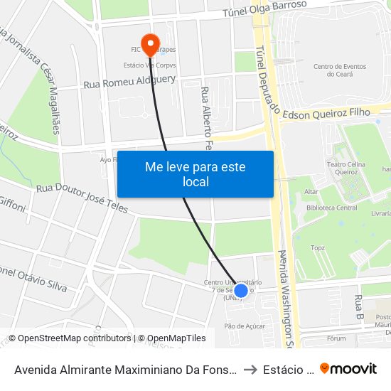Avenida Almirante Maximiniano Da Fonseca | Uni7 - Engenheiro Luciano Cavalcante to Estácio Via Corpvs map
