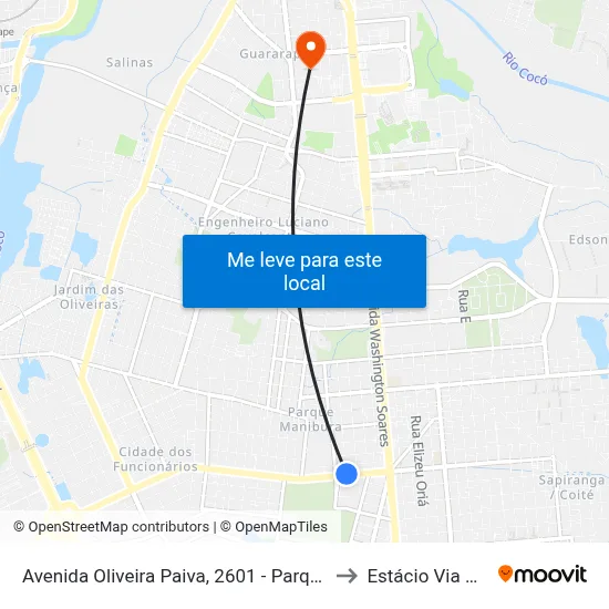 Avenida Oliveira Paiva, 2601 - Parque Manibura to Estácio Via Corpvs map