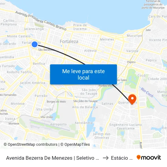 Avenida Bezerra De Menezes | Seletivo (Linhas Metropolitanas) - Farias Brito to Estácio Via Corpvs map