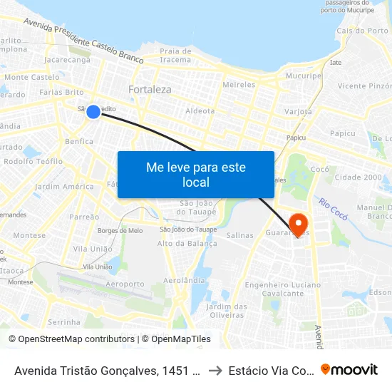 Avenida Tristão Gonçalves, 1451 - Centro to Estácio Via Corpvs map