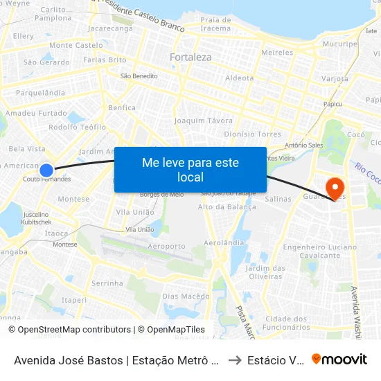 Avenida José Bastos | Estação Metrô Couto Fernandes - Bela Vista to Estácio Via Corpvs map