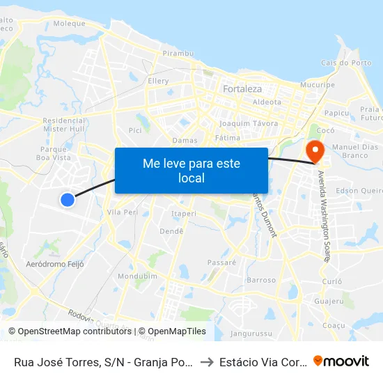 Rua José Torres, S/N - Granja Portugal to Estácio Via Corpvs map